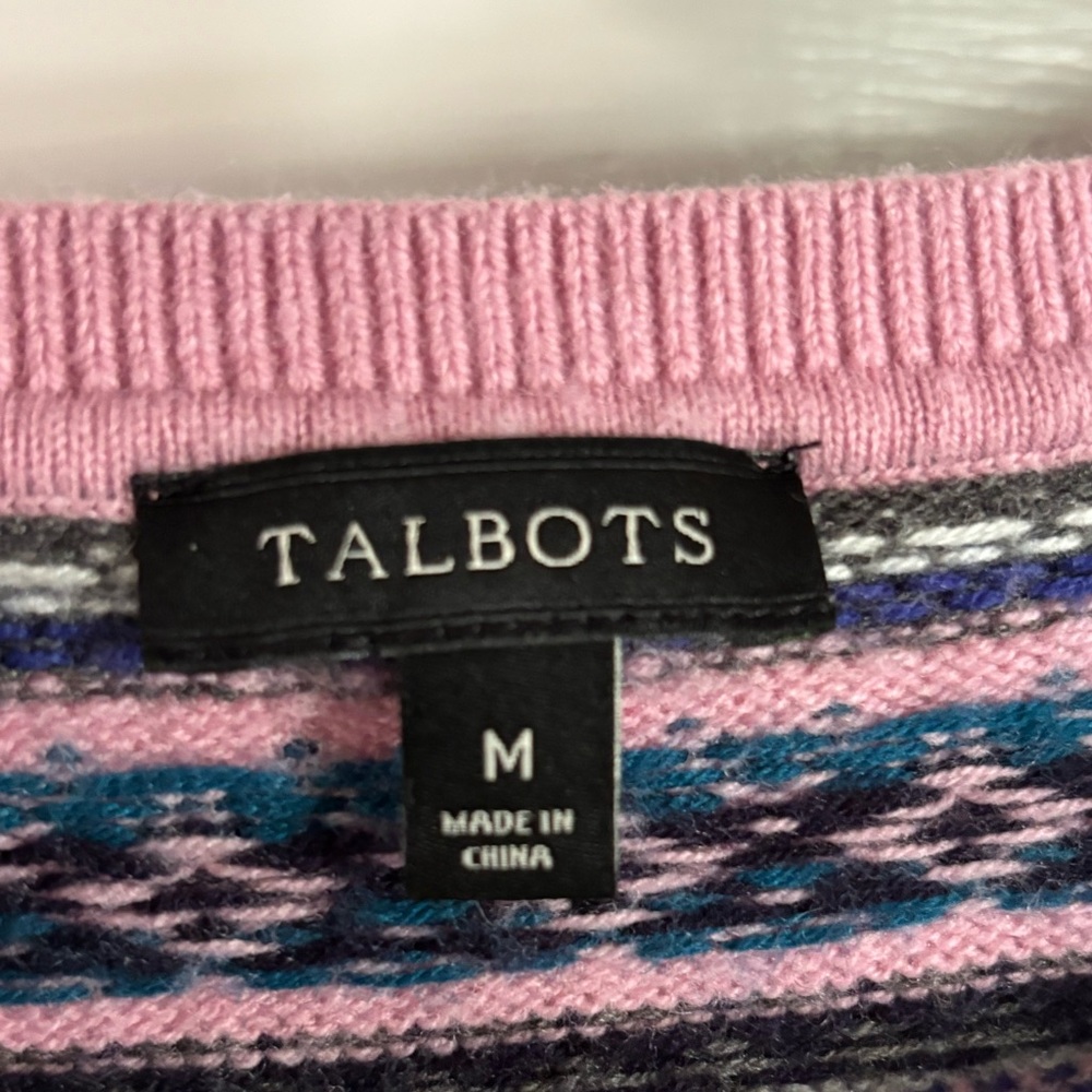 Talbots Patterned Stripe Pullover Sweater Gray Pi… - image 3